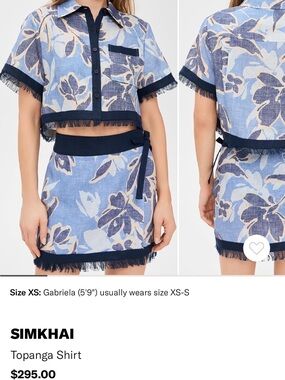 SIMKHAI Blue Floral Crop Shirt